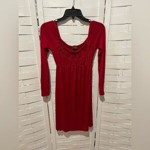 Lush Ruffle Red Long Sleeved Mini Dress